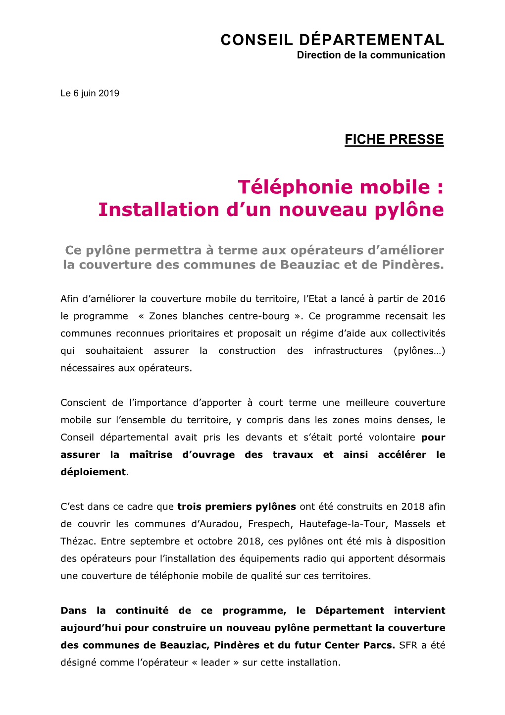 Téléphonie Mobile : Installation D’Un Nouveau Pylône