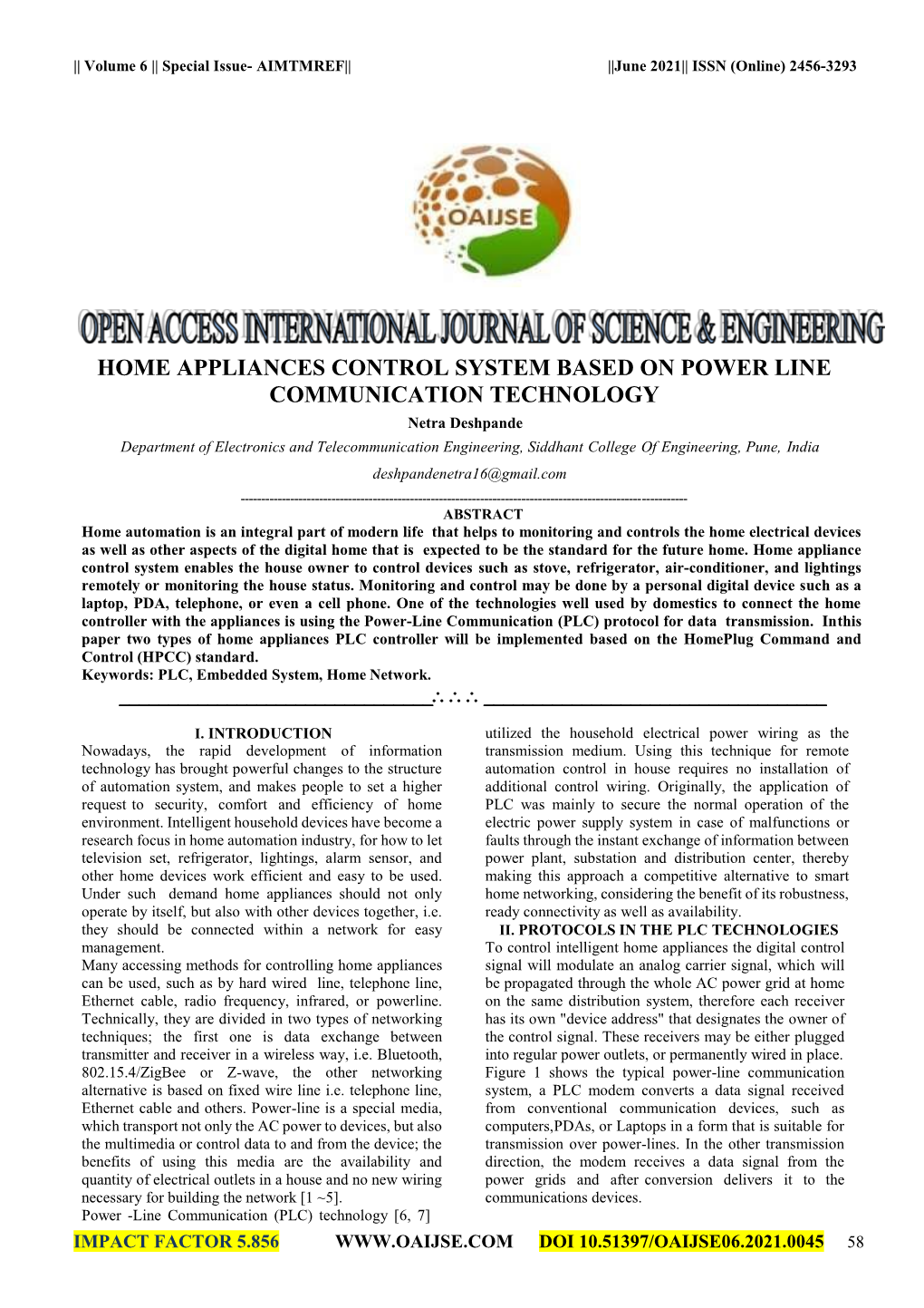 Home Appliances Control System Based on Power Line