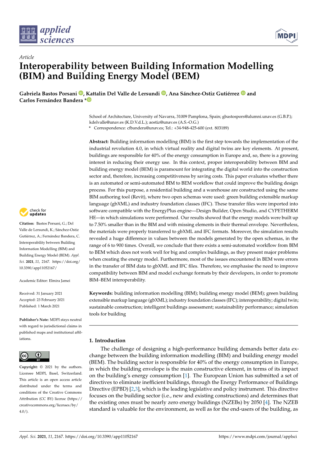 BIM) and Building Energy Model (BEM)