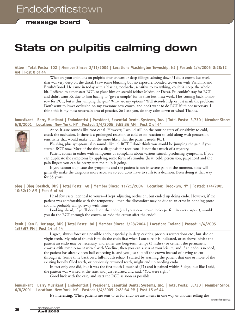 Endodonticstown Stats on Pulpitis Calming Down