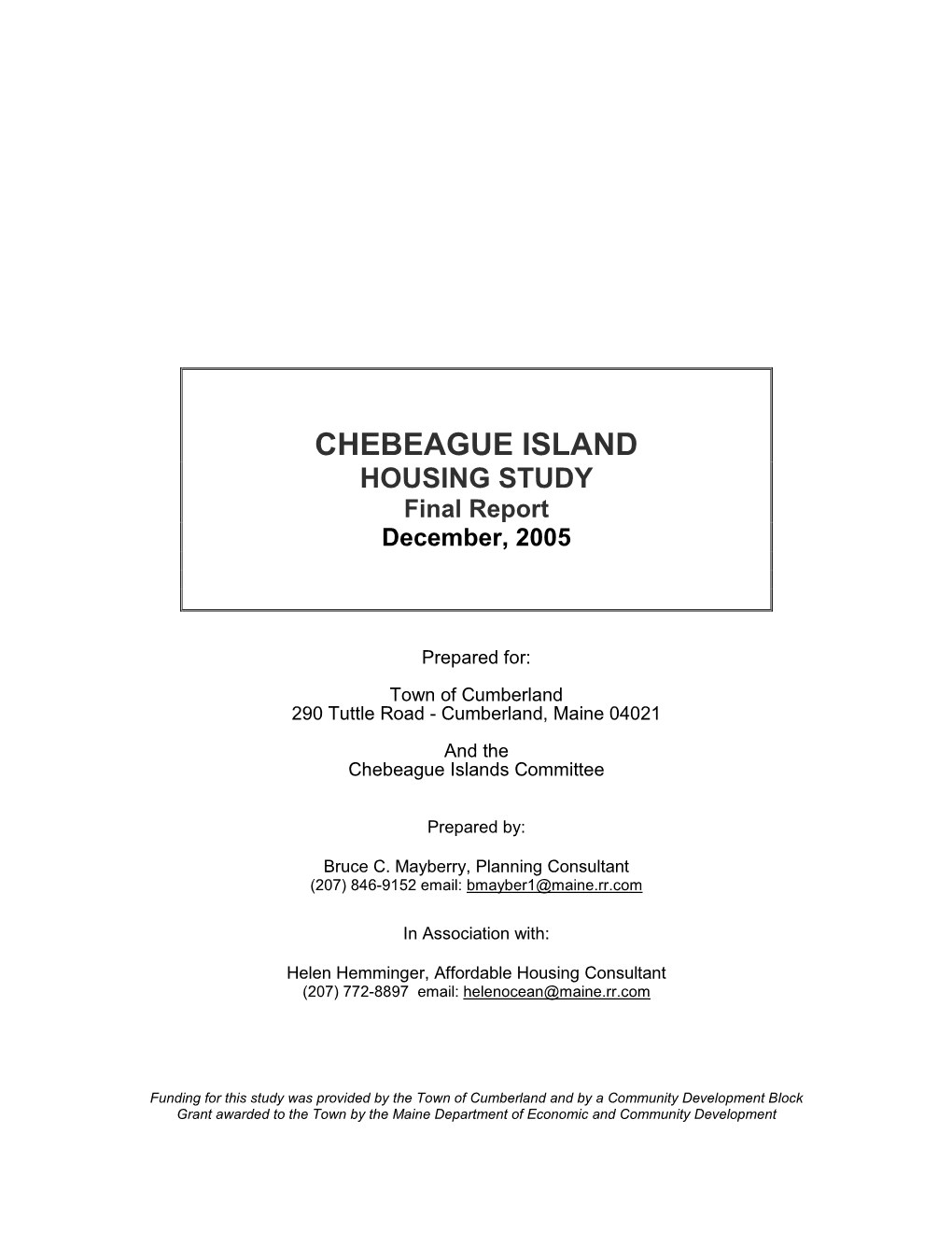 2005 Chebeague Island Housing Assessment