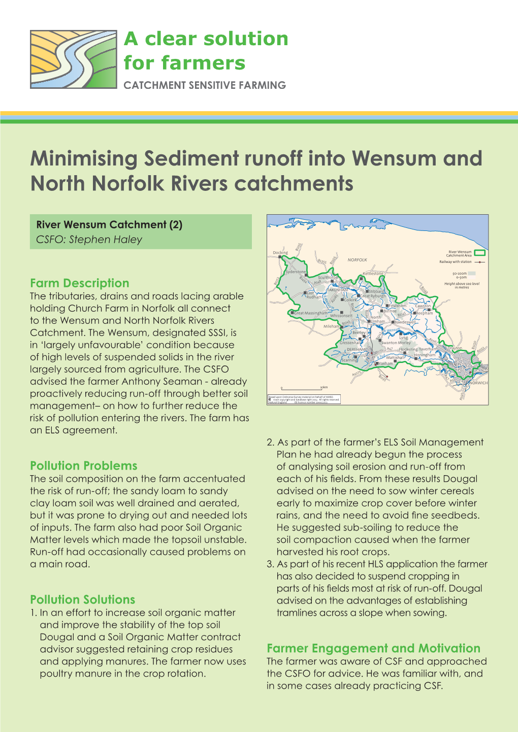 Minimising Sediment Runoff Into Wensum and North Norfolk Rivers Catchments