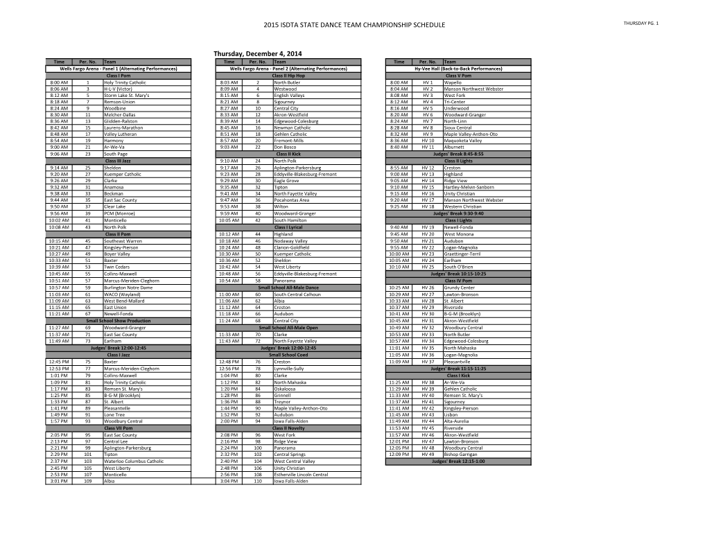 2015 State Schedule