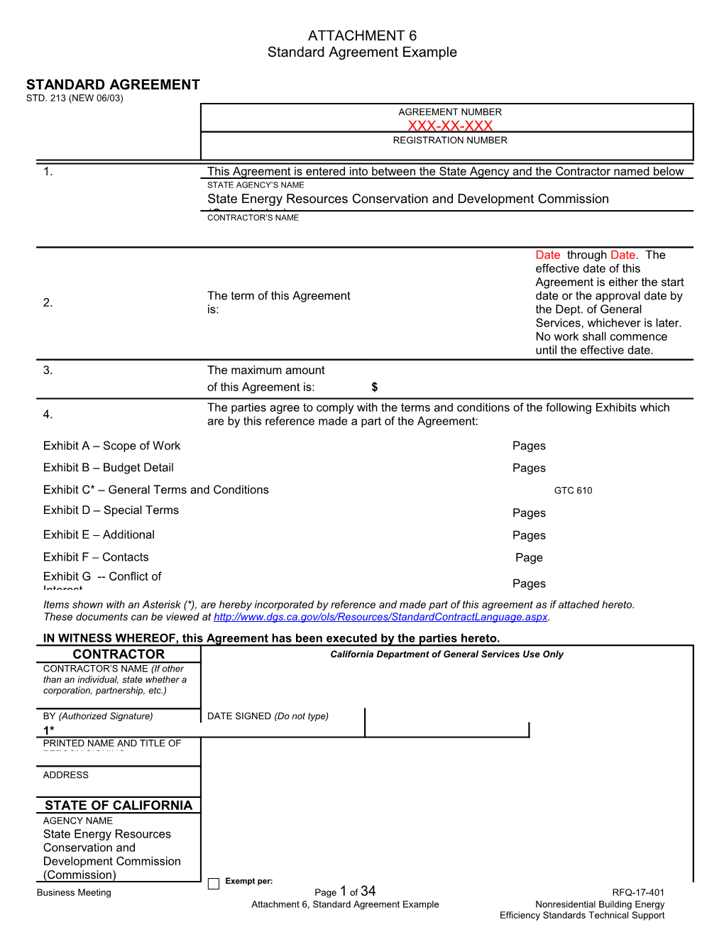 Standard Agreement Example