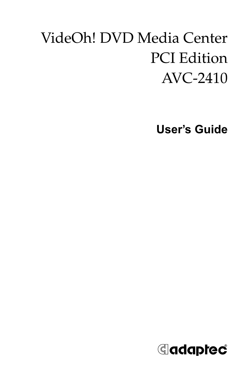 Videoh! DVD Media Center AVC-2410 Getting Started