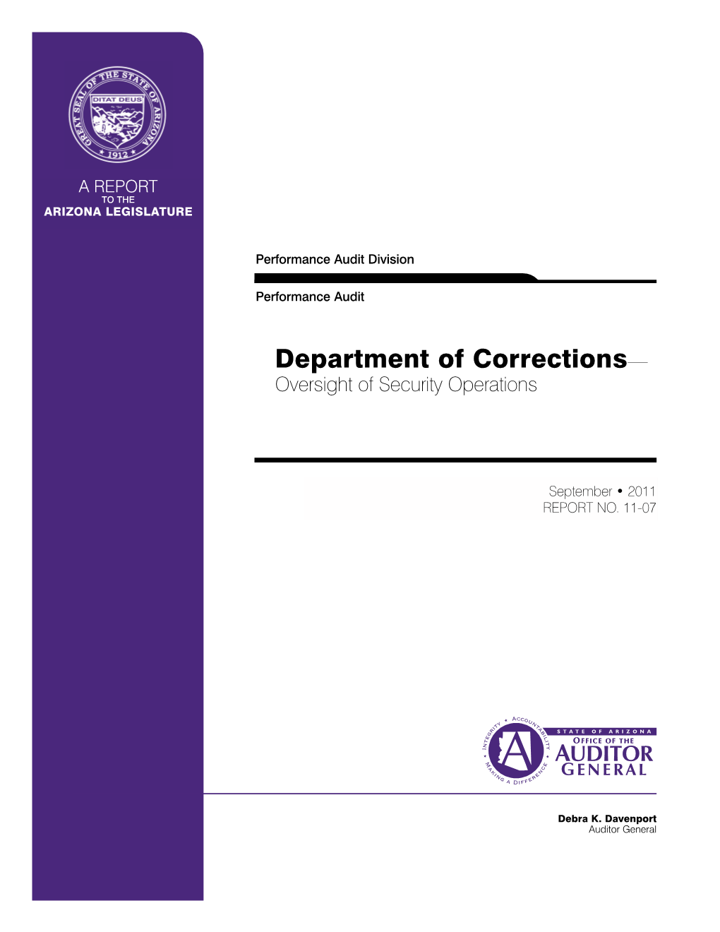 Department of Corrections—Oversight of Security Operations