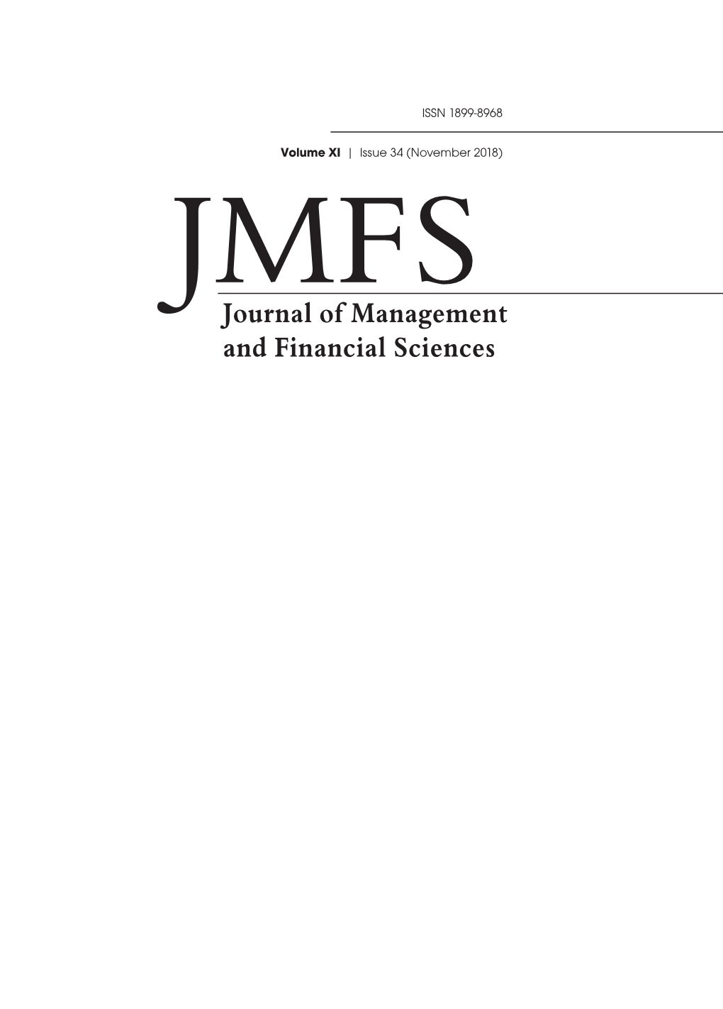 Journal of Management and Financial Sciences