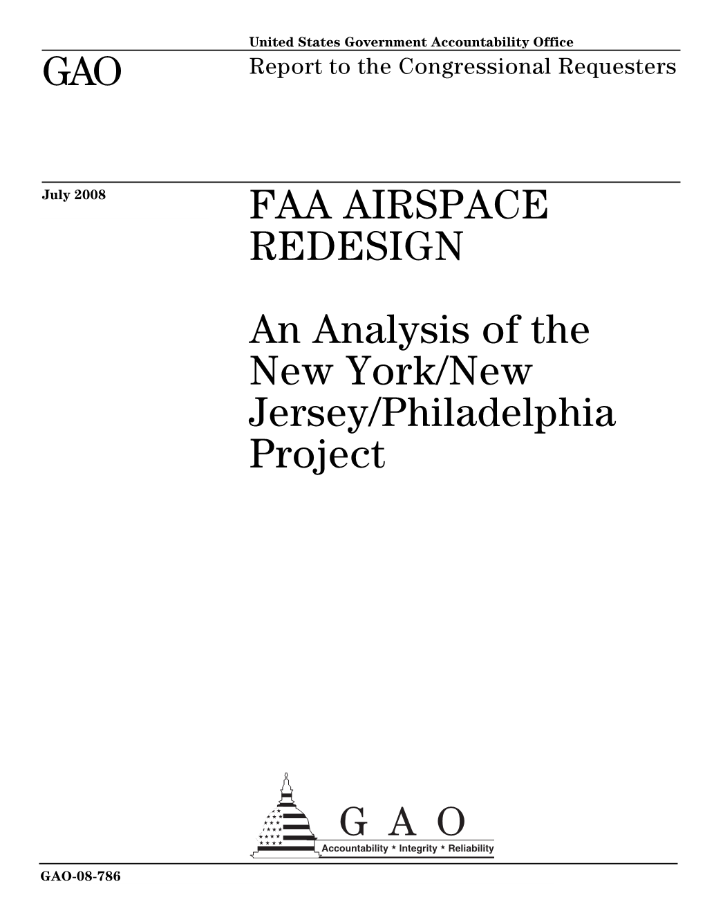 GAO-08-786 FAA Airspace Redesign
