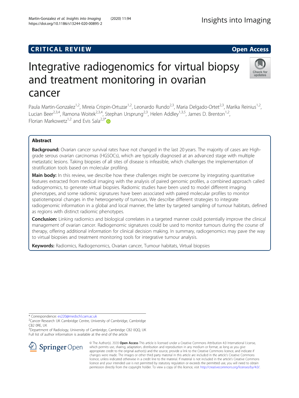 Integrative Radiogenomics for Virtual Biopsy and Treatment Monitoring In