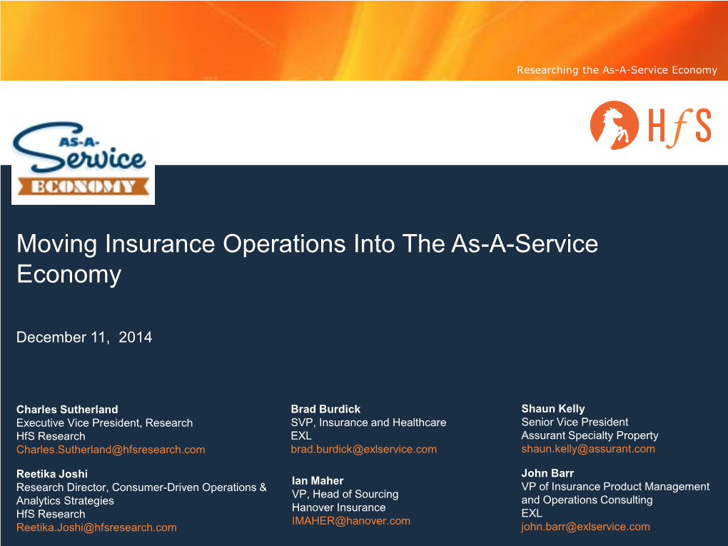 Moving Insurance Operations Into the As-A-Service Economy