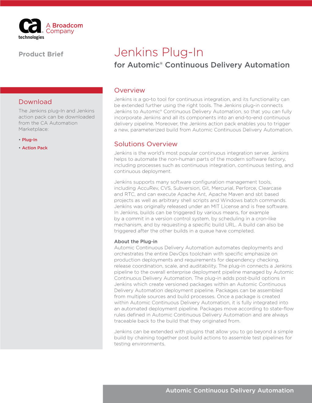 Jenkins Plug-In for Automic Continuous Delivery Automation