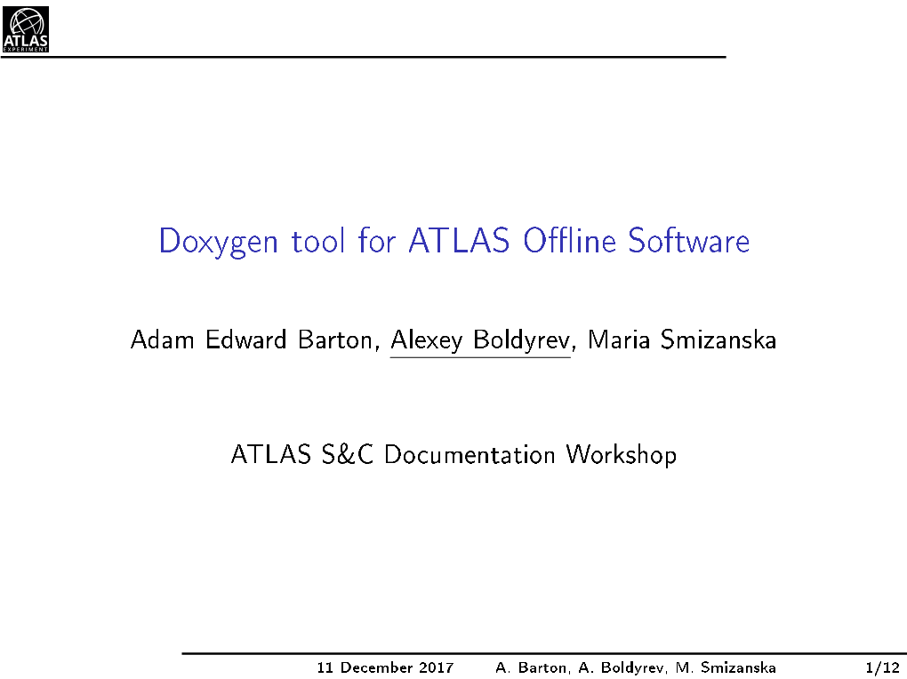 Doxygen Tool for ATLAS Offline Software