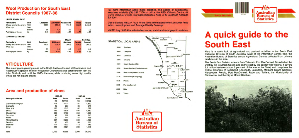 A Quick Guide to the Mount Port Mac - 4130 Coonalpyn Particulars Unit Beachport'millicent Gambier Penola Donnell STATISTICAL LOCAL AREAS