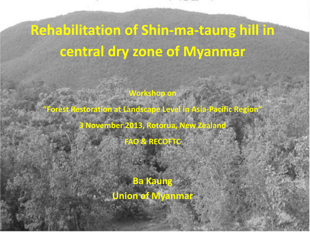 Rehabilitation of Shin-Ma-Taung Hill in Central Dry Zone of Myanmar