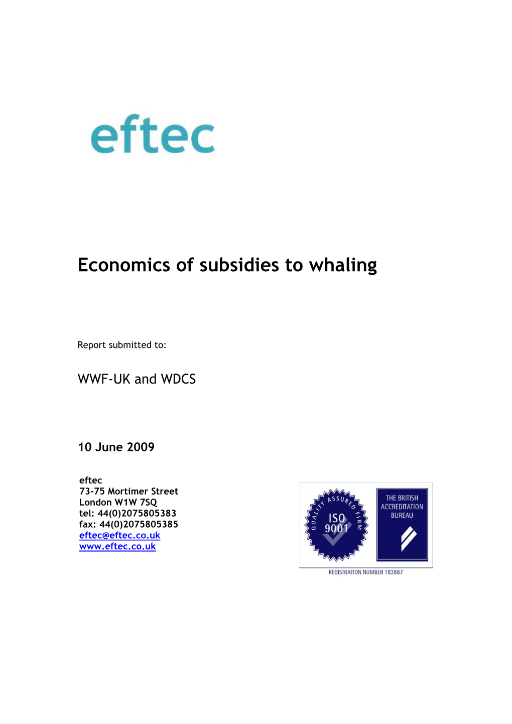 Economics of Subsidies to Whaling