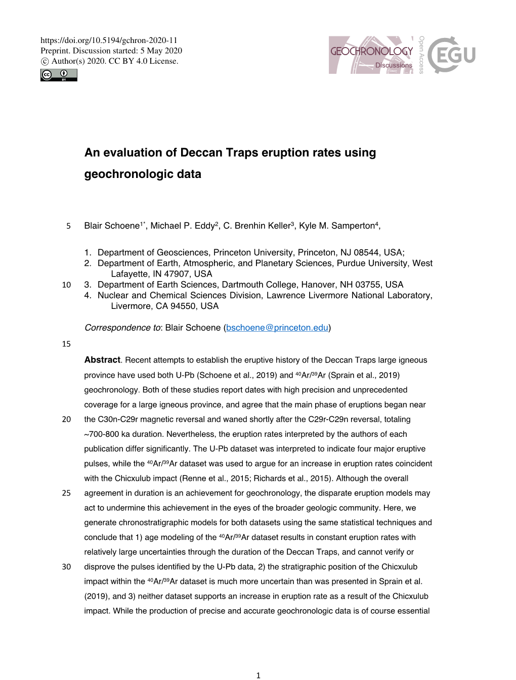 An Evaluation of Deccan Traps Eruption Rates Using Geochronologic Data