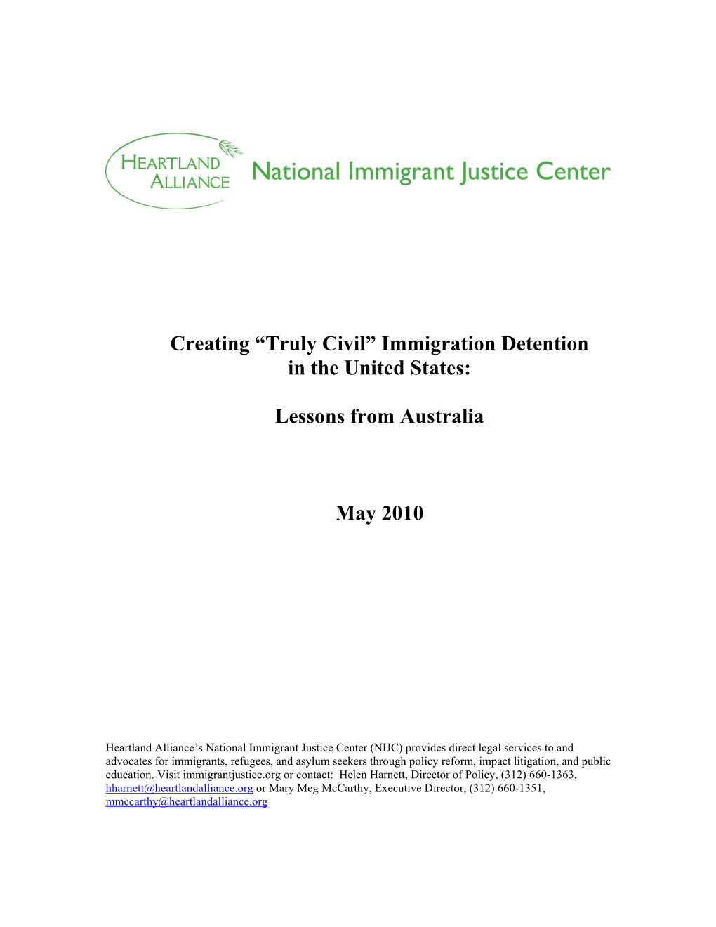 Australia Civil Detention Report 2010