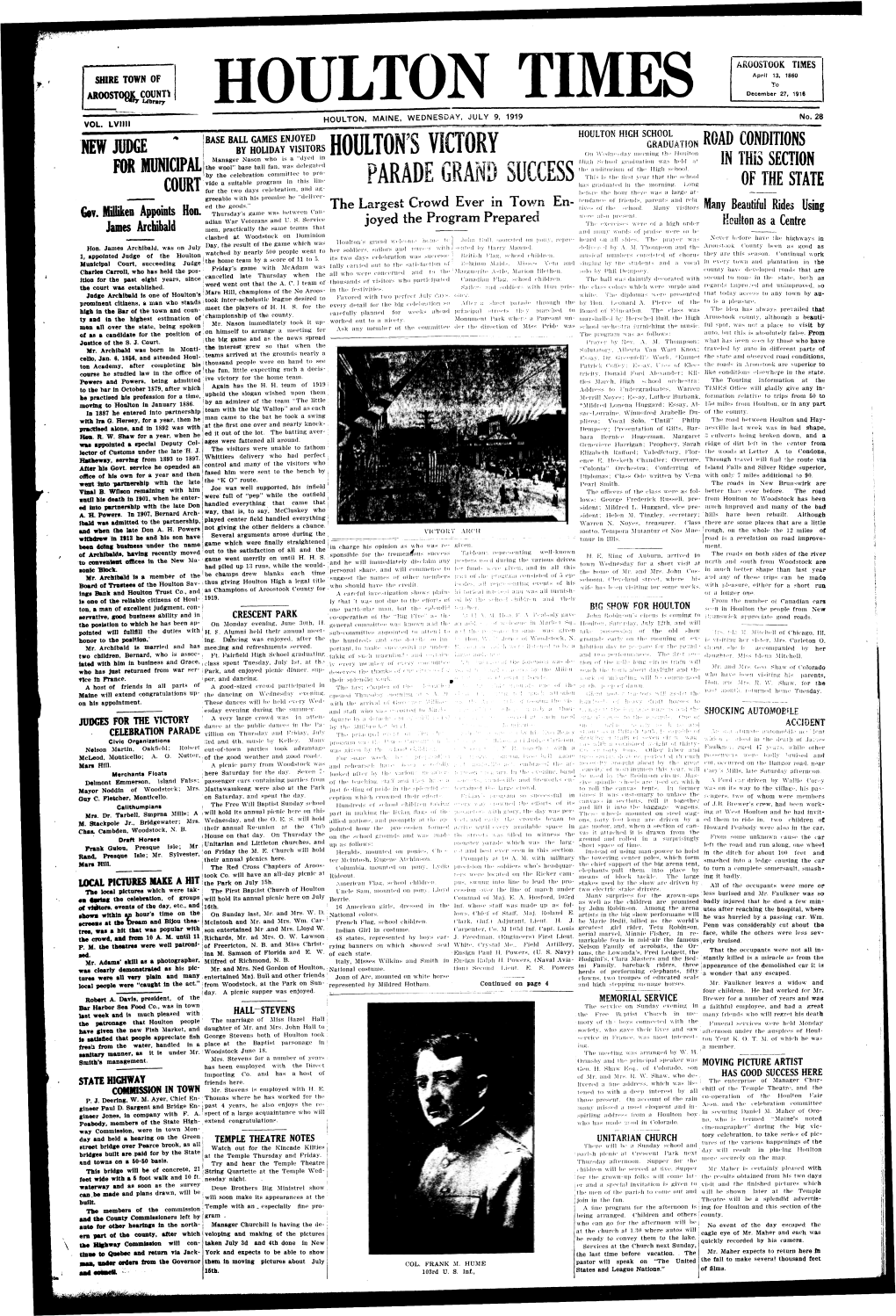 Houlton Times, July 9, 1919