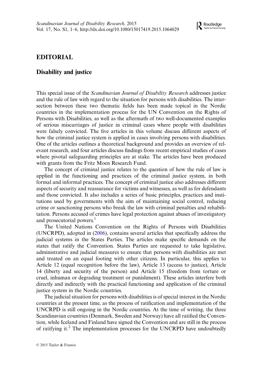 EDITORIAL Disability and Justice