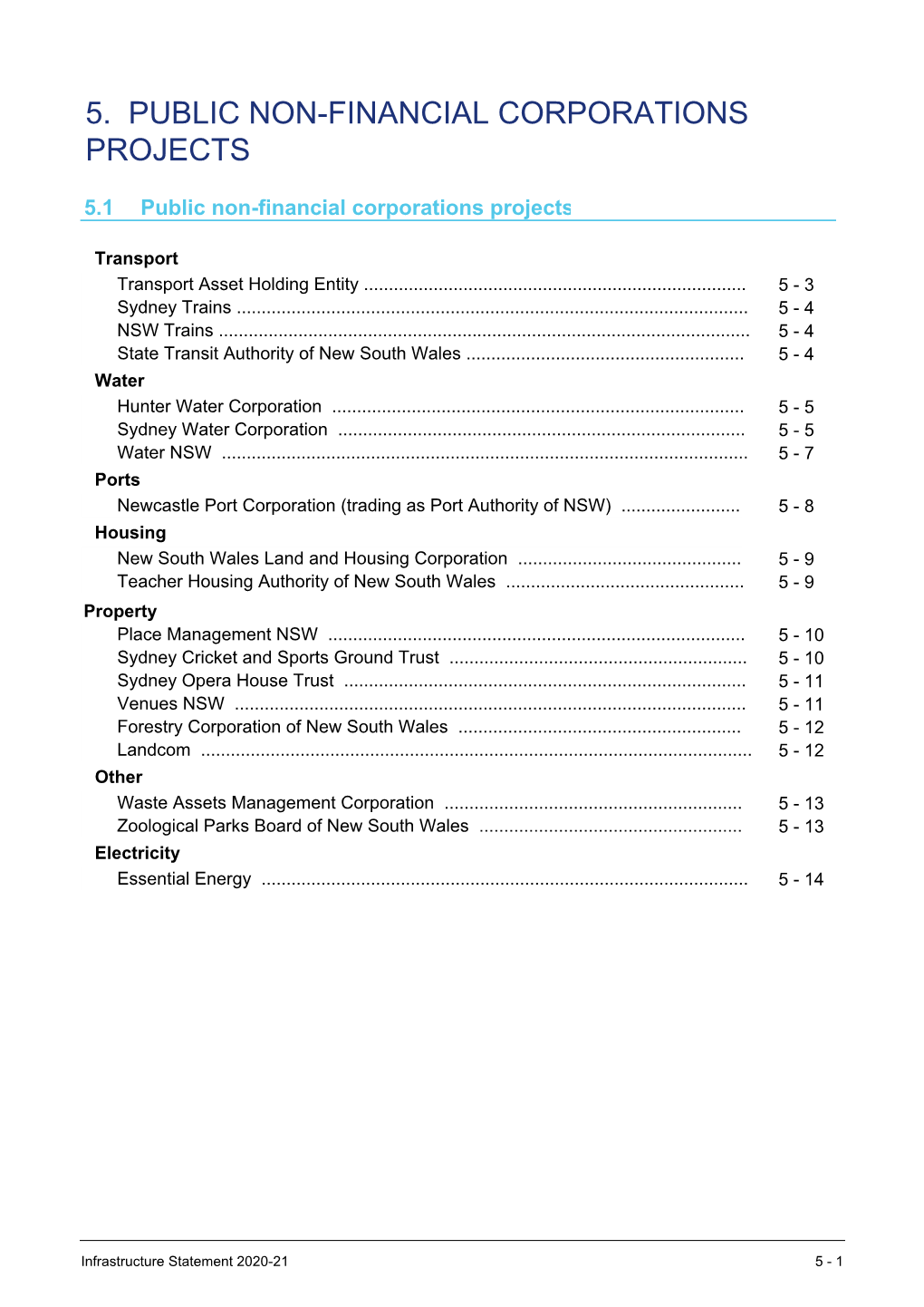 5. Public Non-Financial Corporations Projects