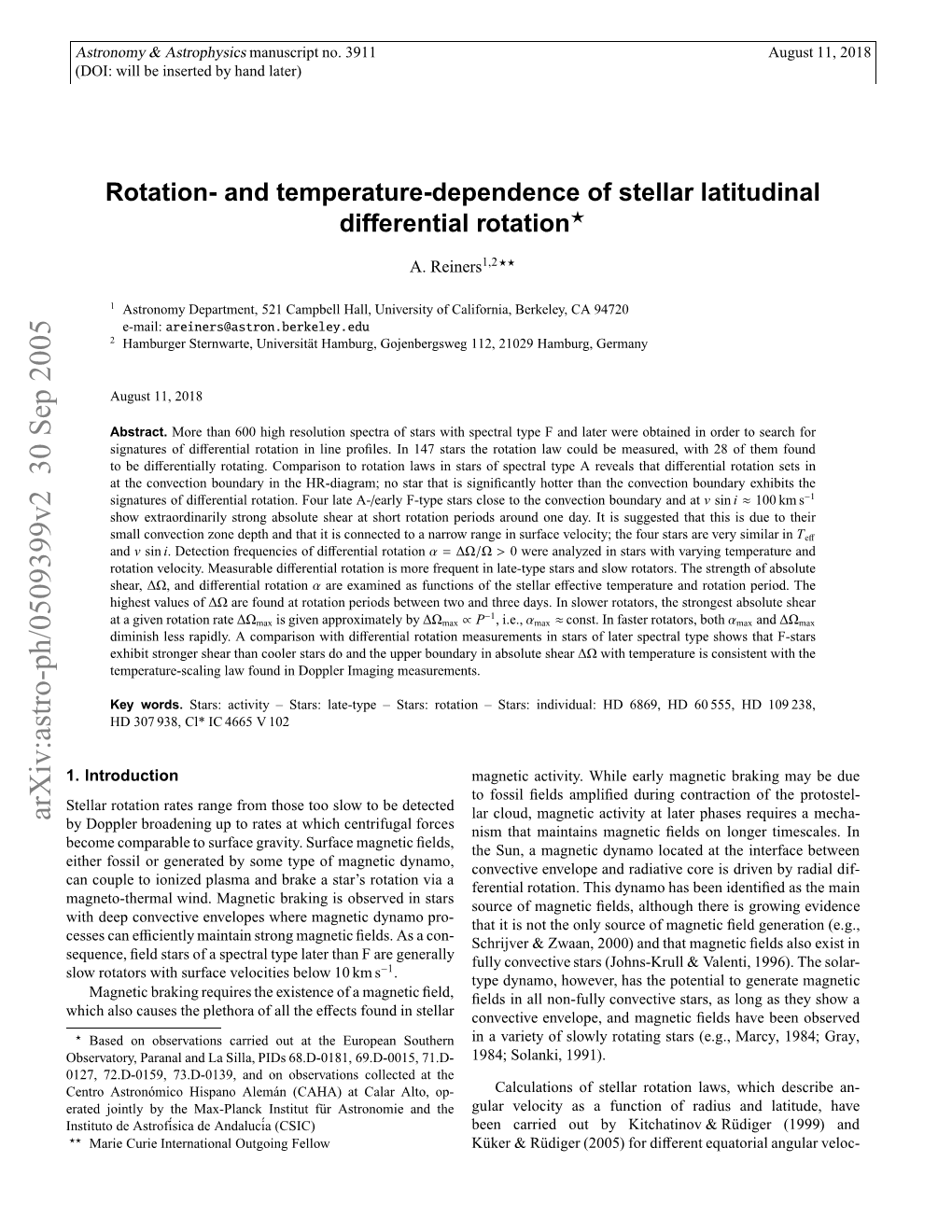 Rotation-And Temperature-Dependence of Stellar