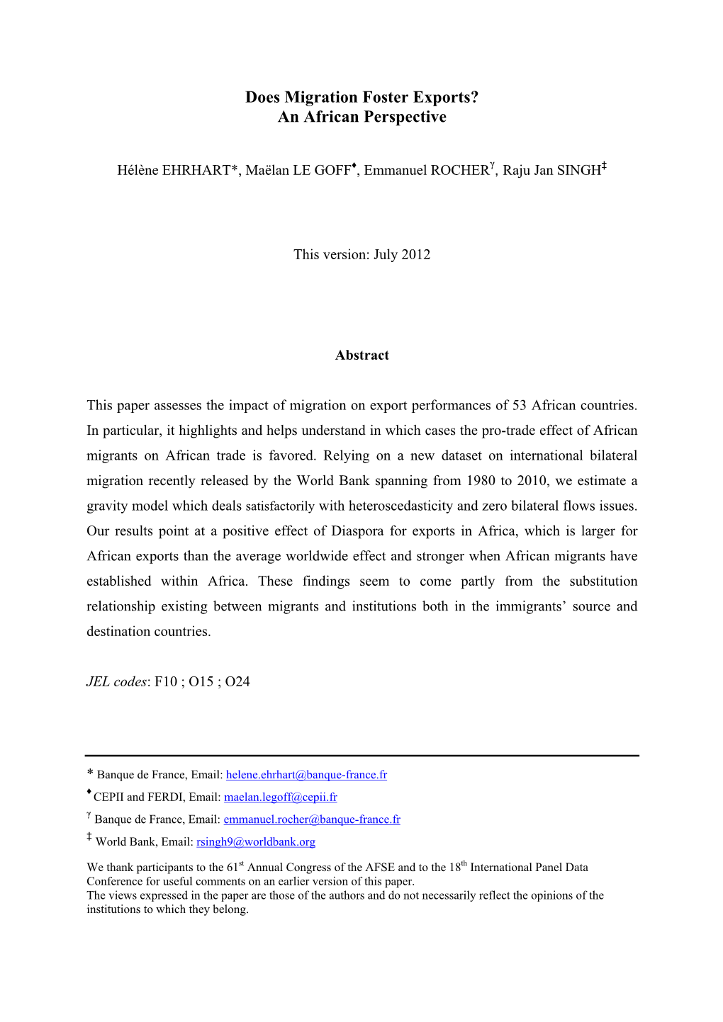 Does Migration Foster Exports? an African Perspective