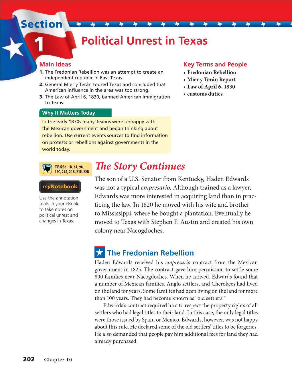 Political Unrest in Texas Main Ideas Key Terms and People 1