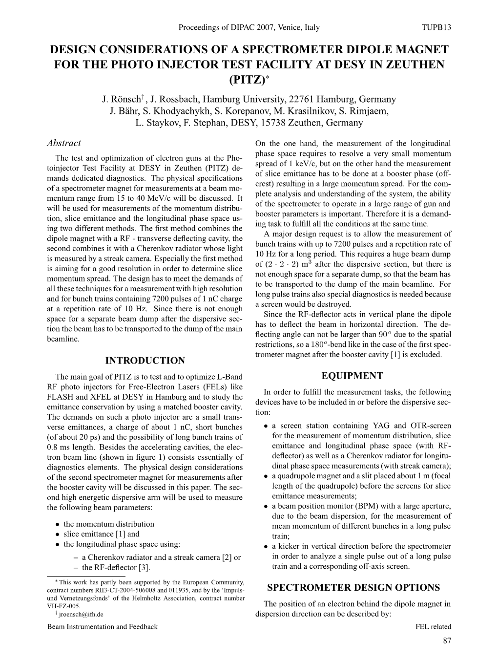 Design Considerations of a Spectrometer Dipole Magnet for the Photo Injector Test Facility at Desy in Zeuthen (Pitz)∗