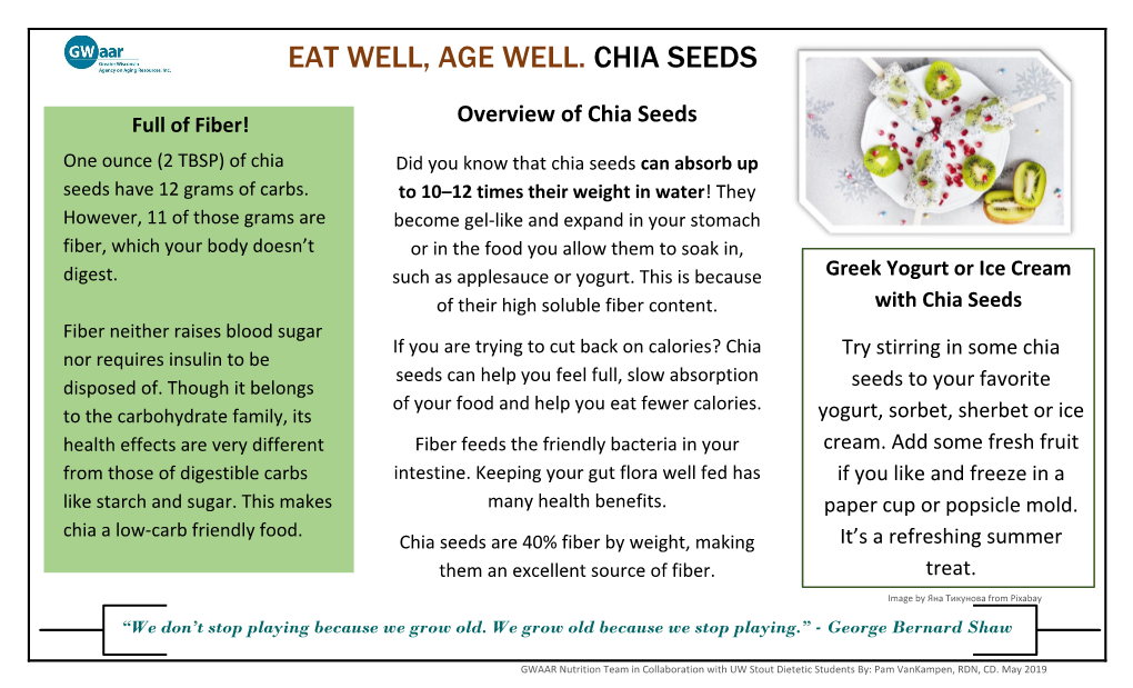 Eat Well, Age Well. Chia Seeds