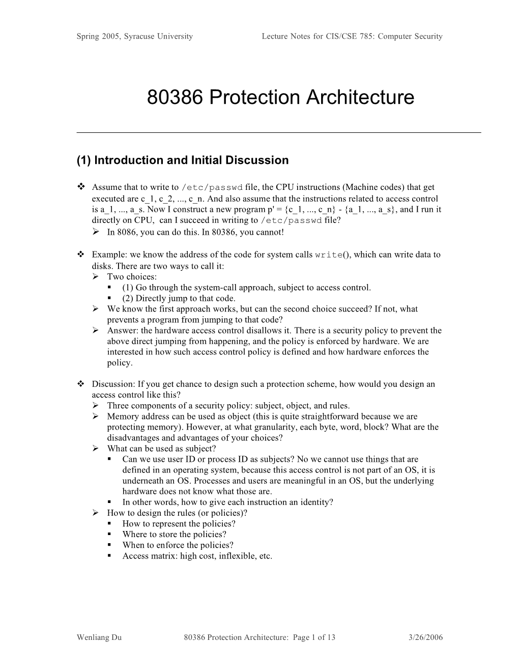 80386 Protection Architecture