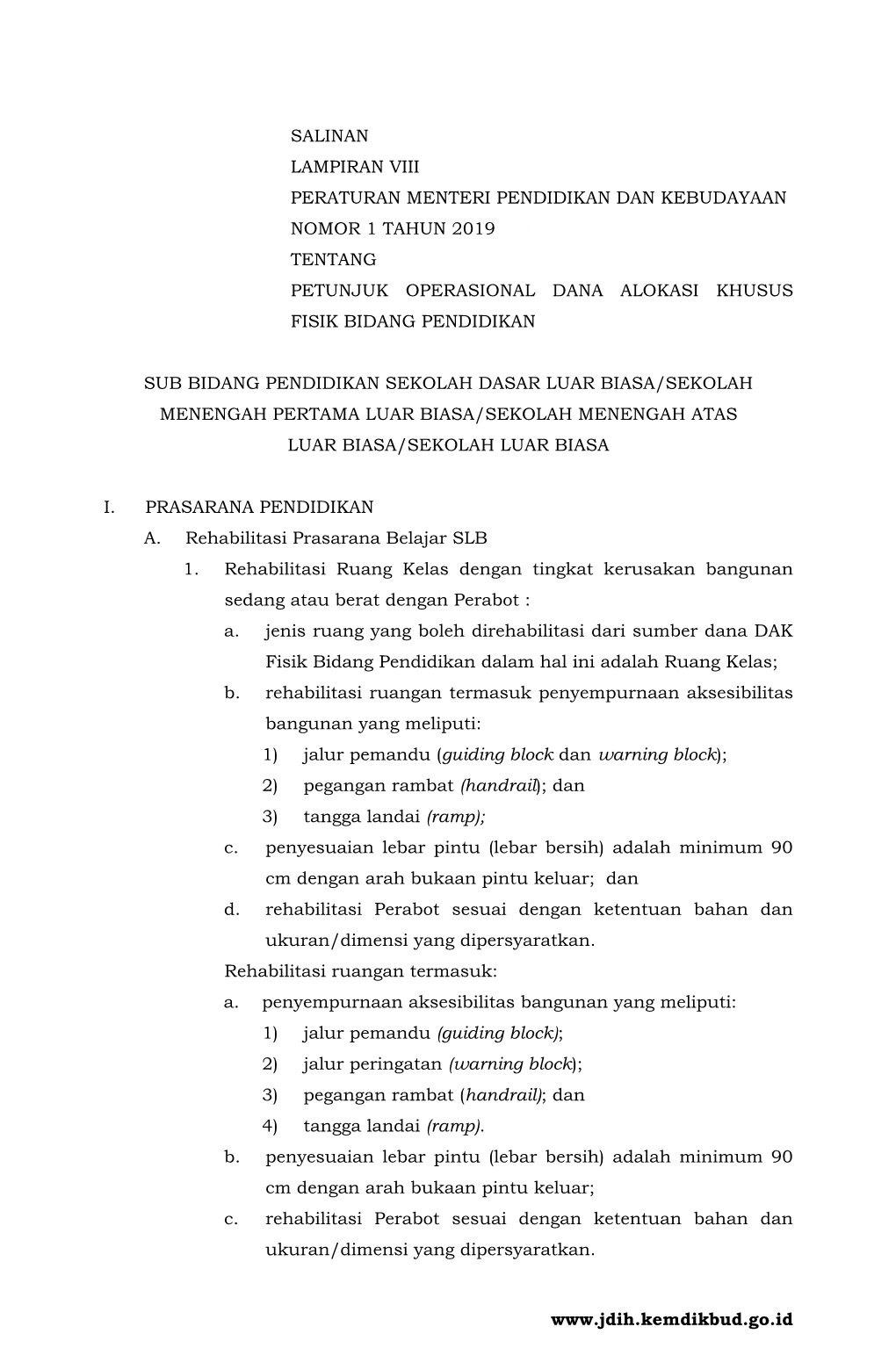 Petunjuk Operasional Dana Alokasi Khusus Fisik Bidang Pendidikan