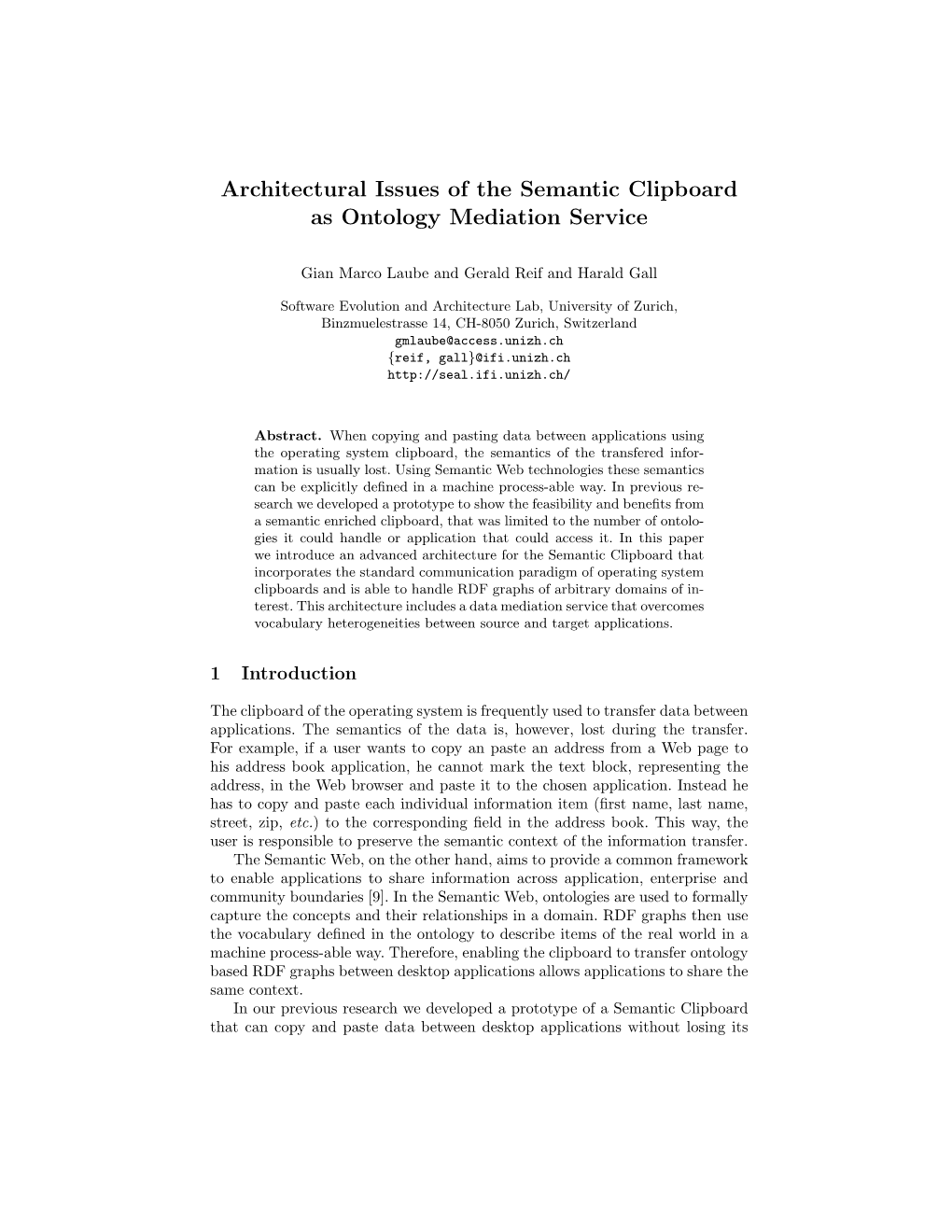 Architectural Issues of the Semantic Clipboard As Ontology Mediation Service