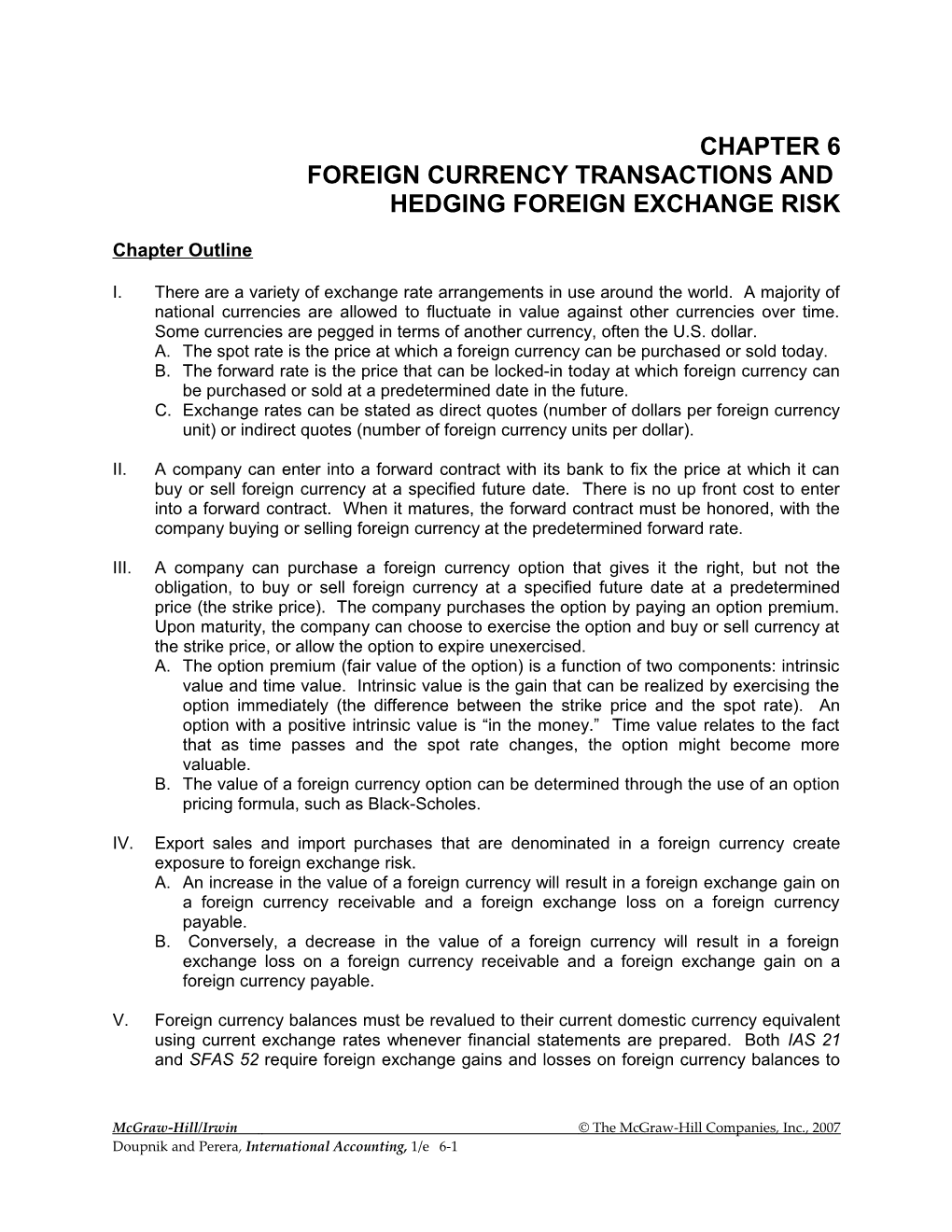 Hedging Foreign Exchange Risk