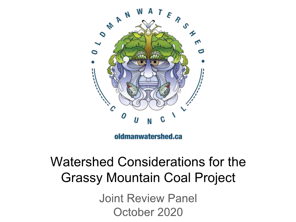 Watershed Considerations for the Grassy Mountain Coal Project Joint Review Panel October 2020 Who We Are Presenters