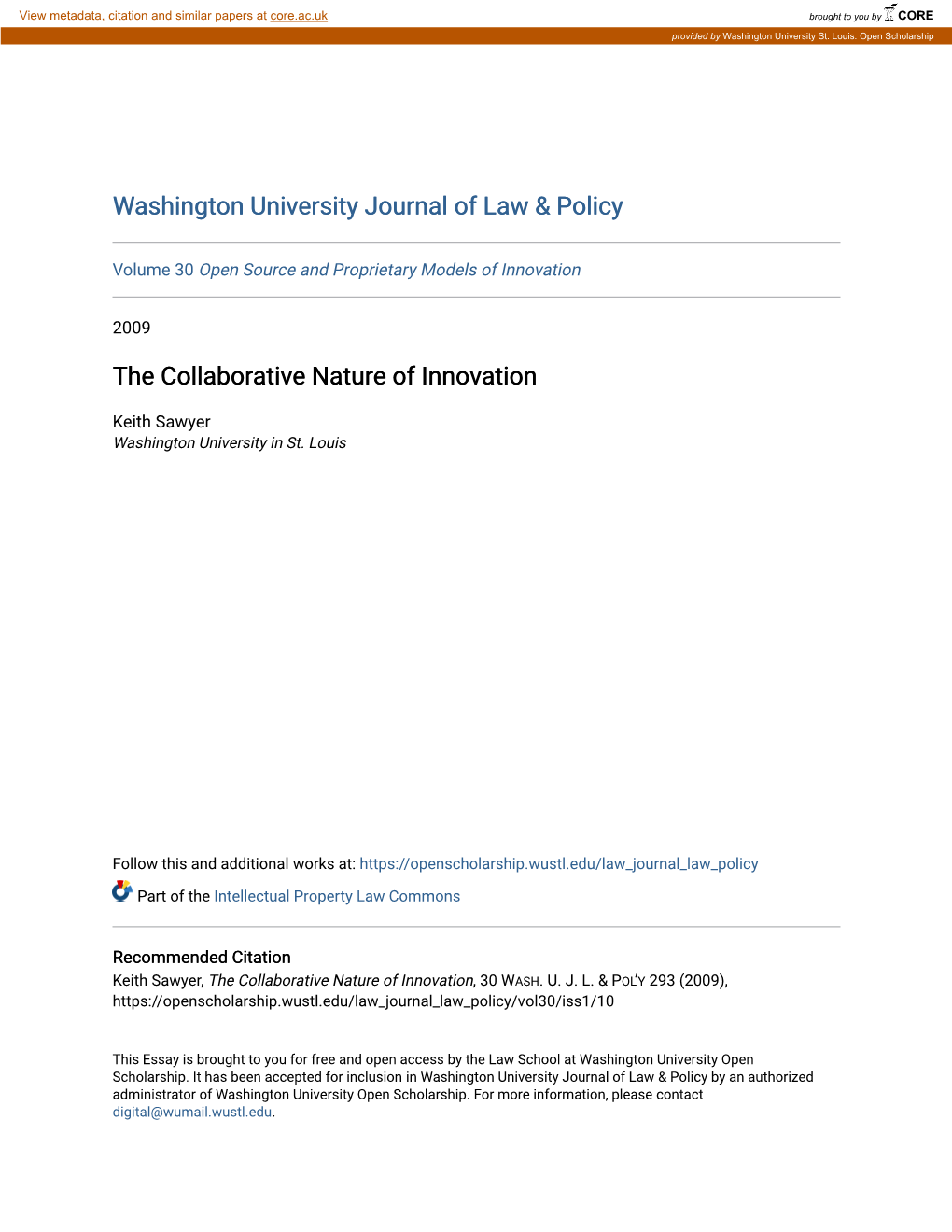 The Collaborative Nature of Innovation