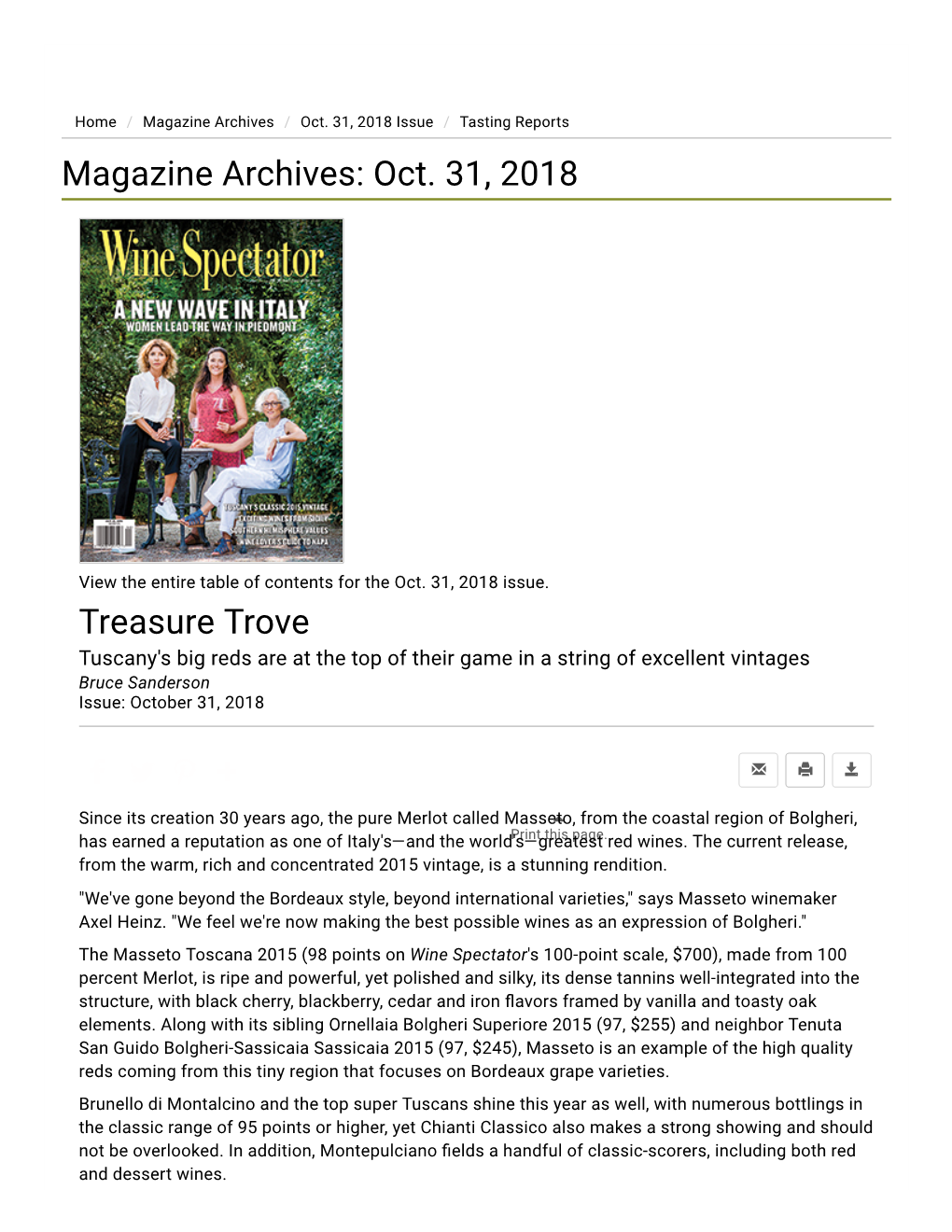 Treasure Trove | Tasting Reports | News & Features