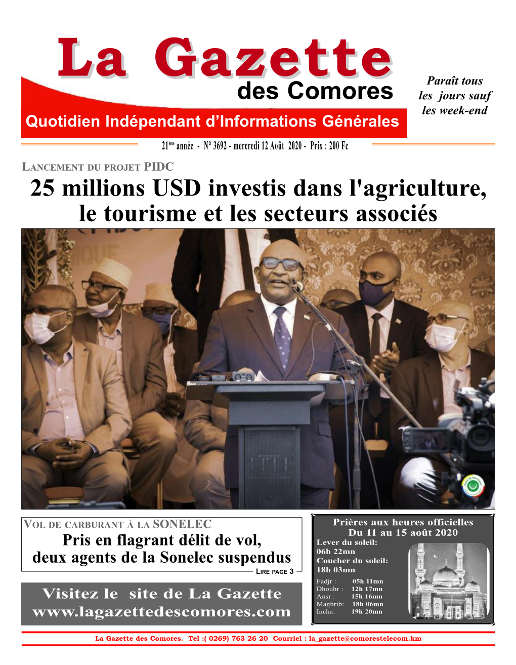 Des Comores 25 Millions USD Investis Dans L'agriculture, Le Tourisme Et Les Secteurs Associés