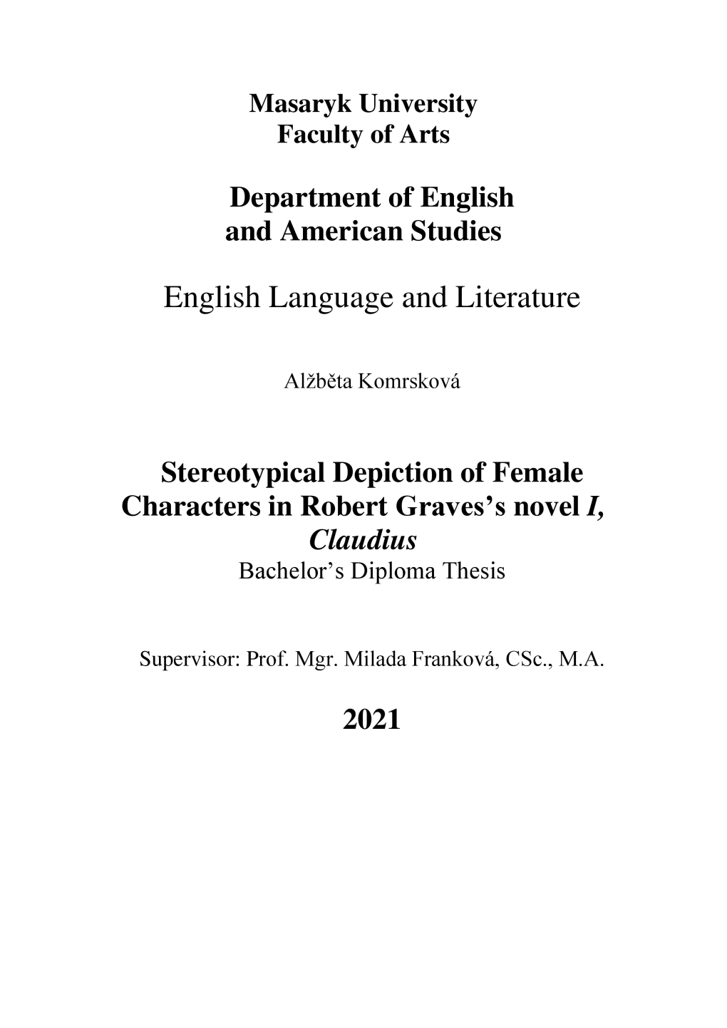 English Language and Literature