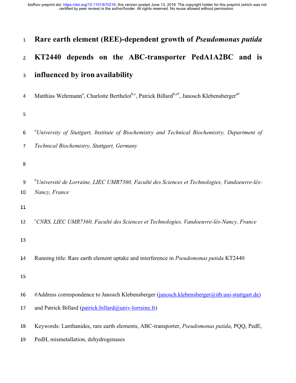 Dependent Growth of Pseudomonas Putida KT2440 Depends