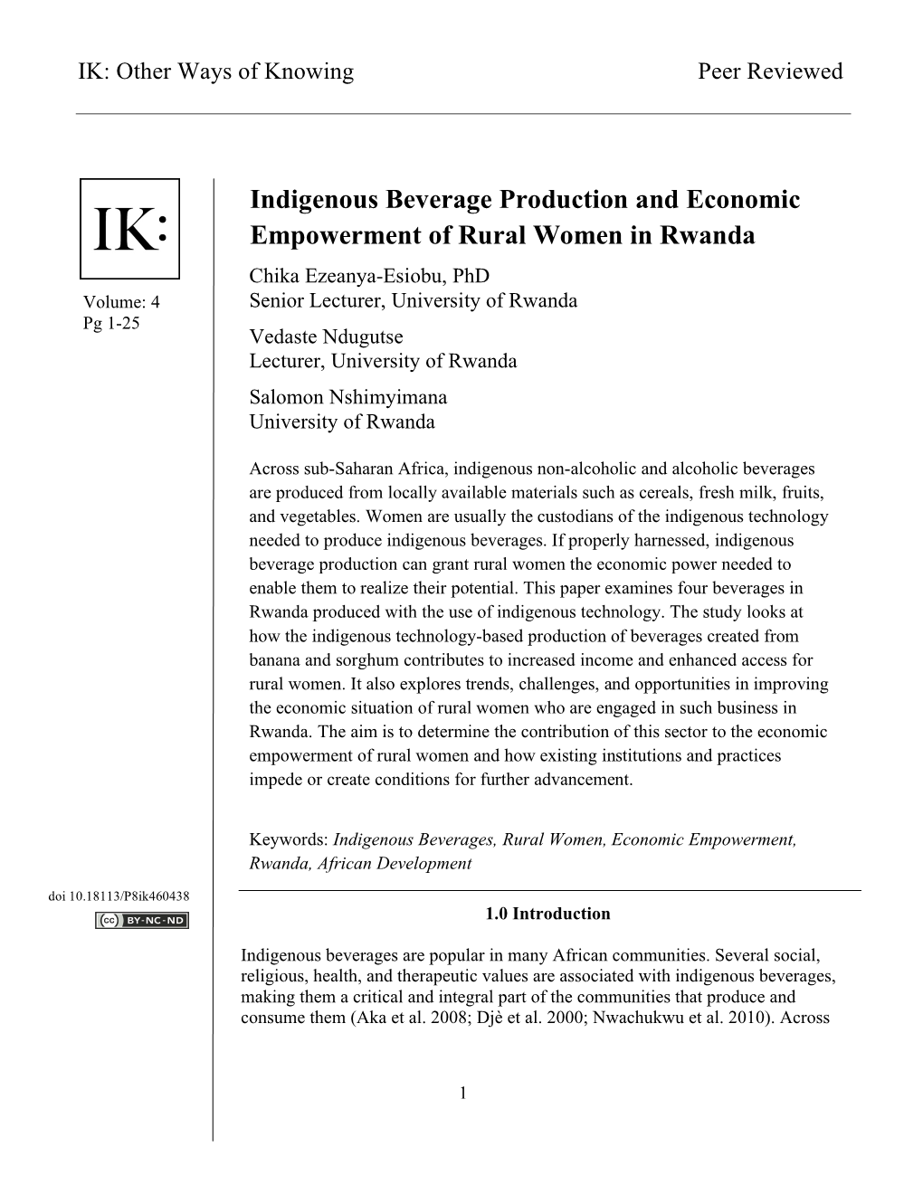 Indigenous Beverage Production And