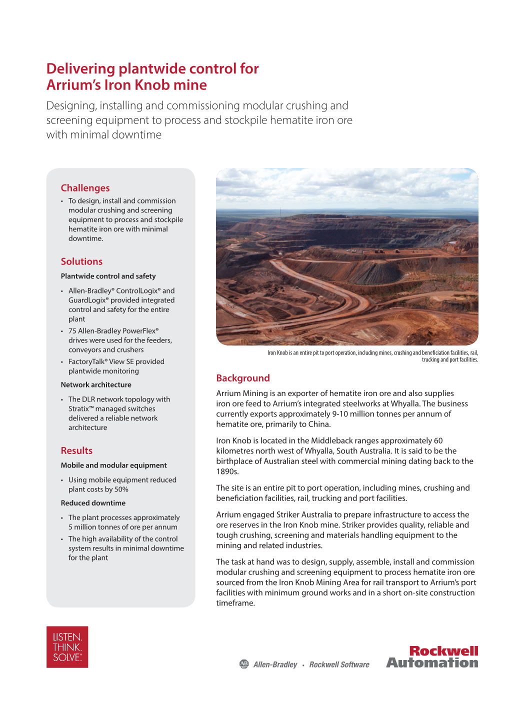 Delivering Plantwide Control for Arrium's Iron Knob Mine