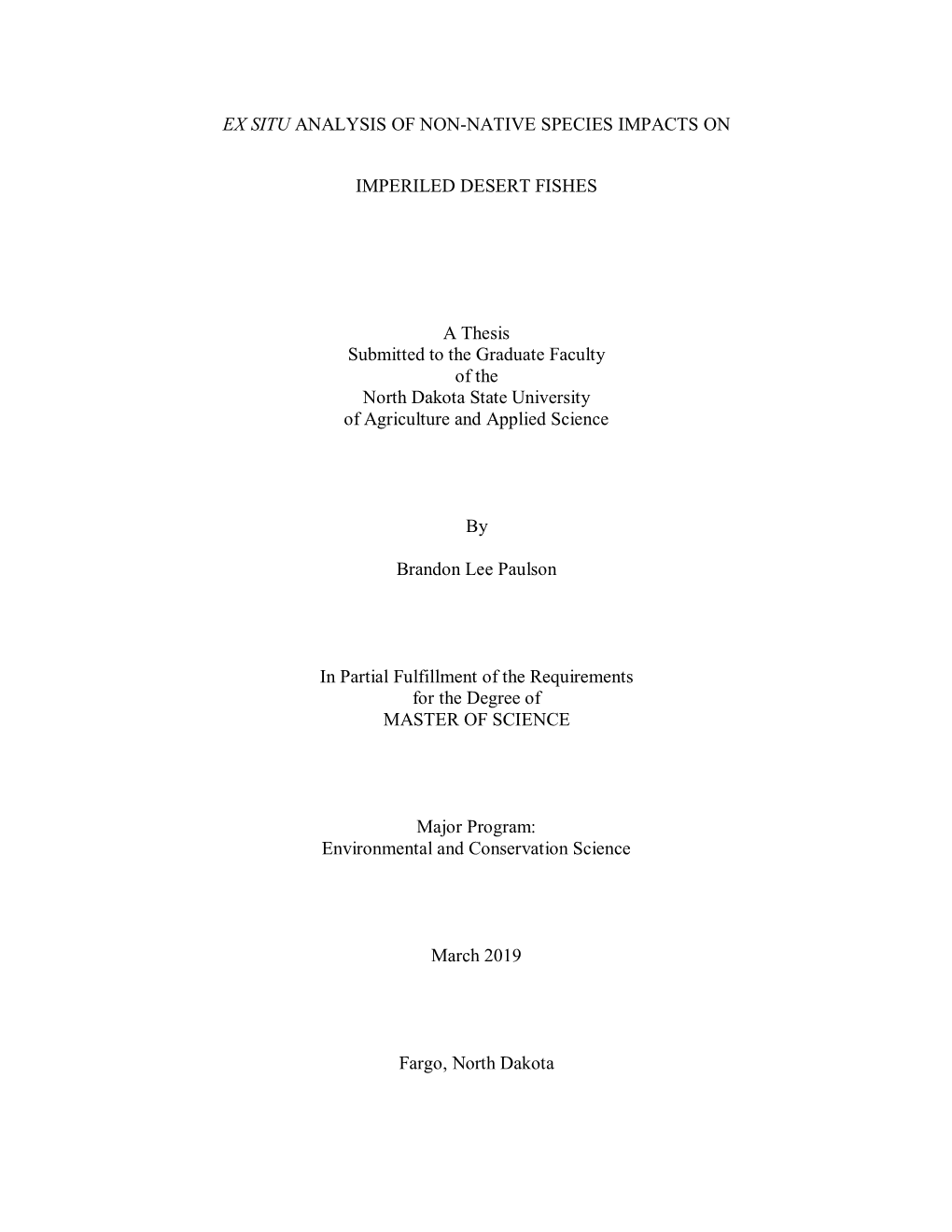 Ex Situ Analyses of Non-Native Species Impacts on Imperiled