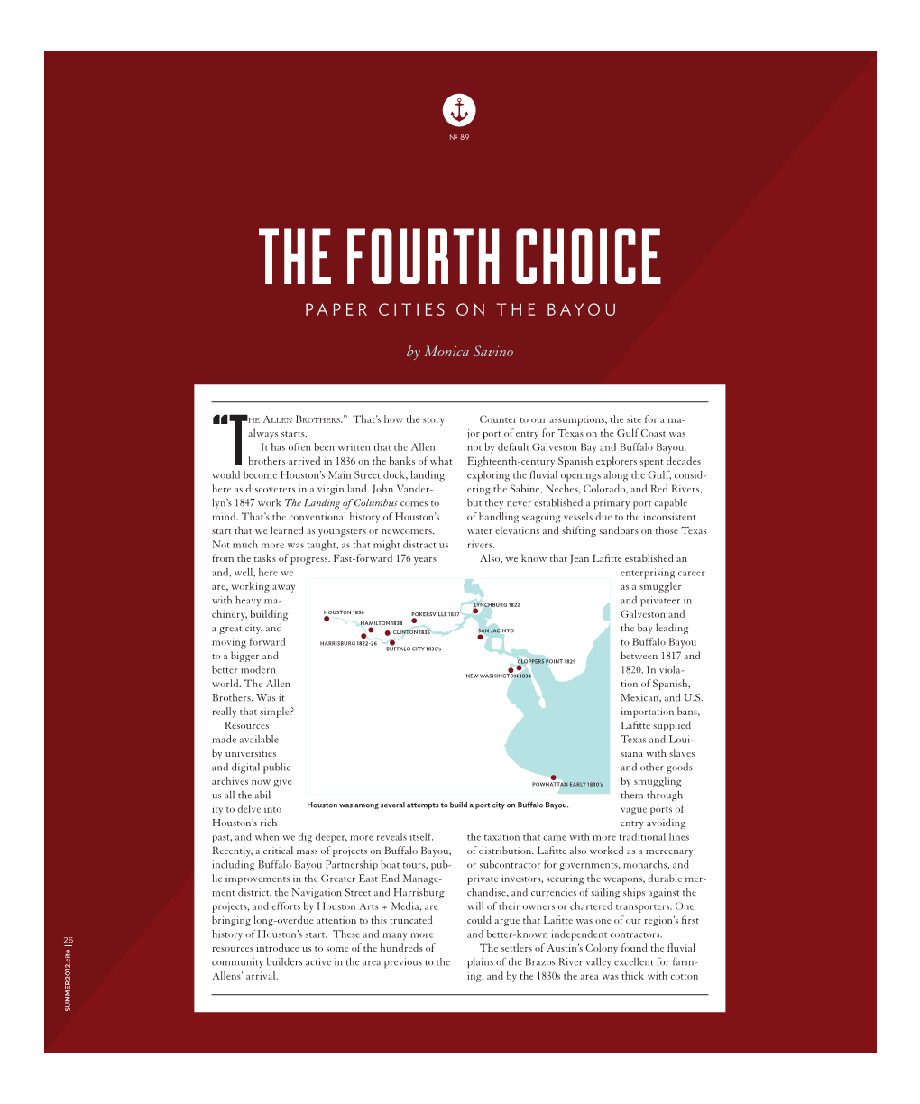 The Fourth Choice Paper Cities on the Bayou