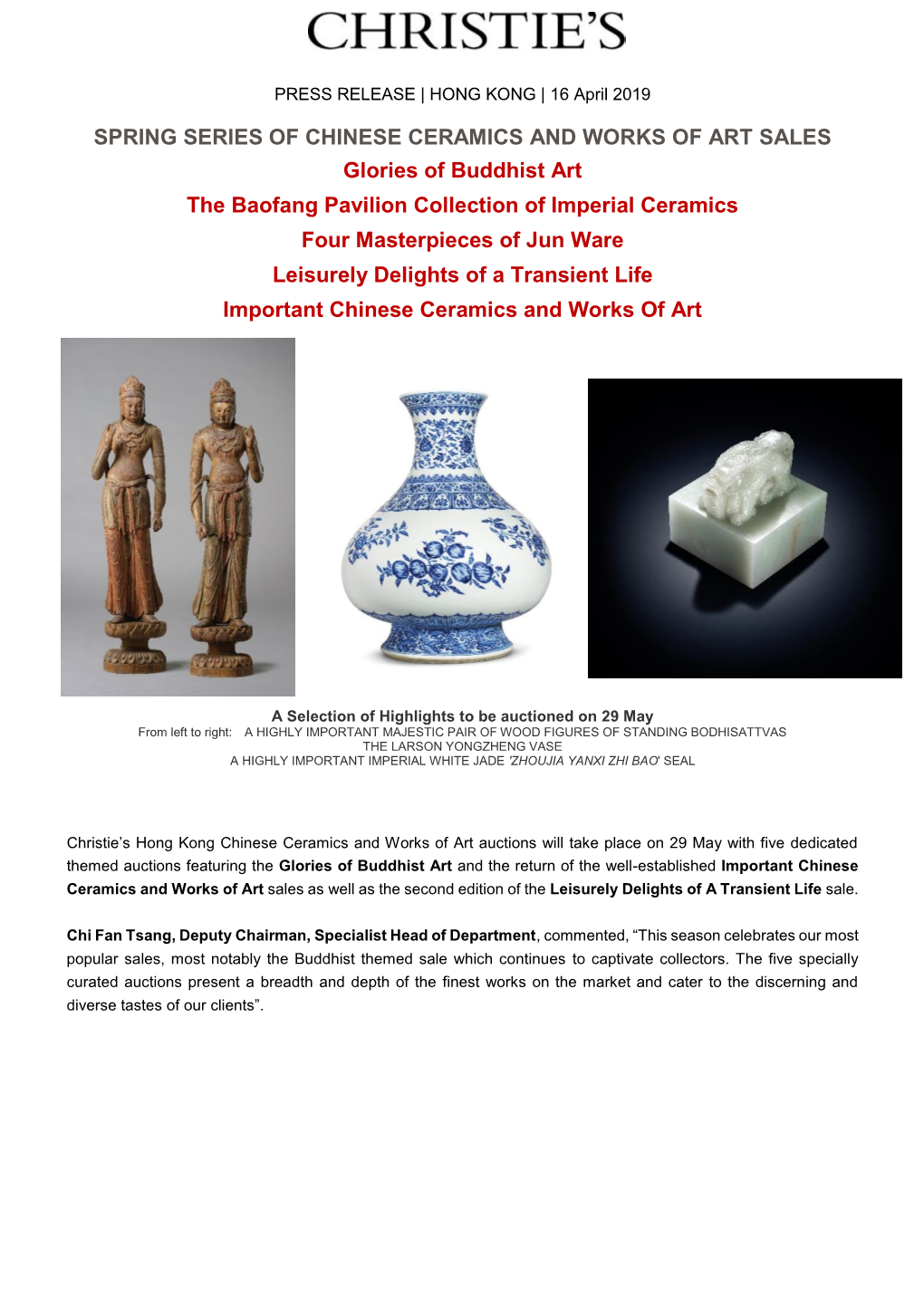 Spring Series of Chinese Ceramics and Works of Art