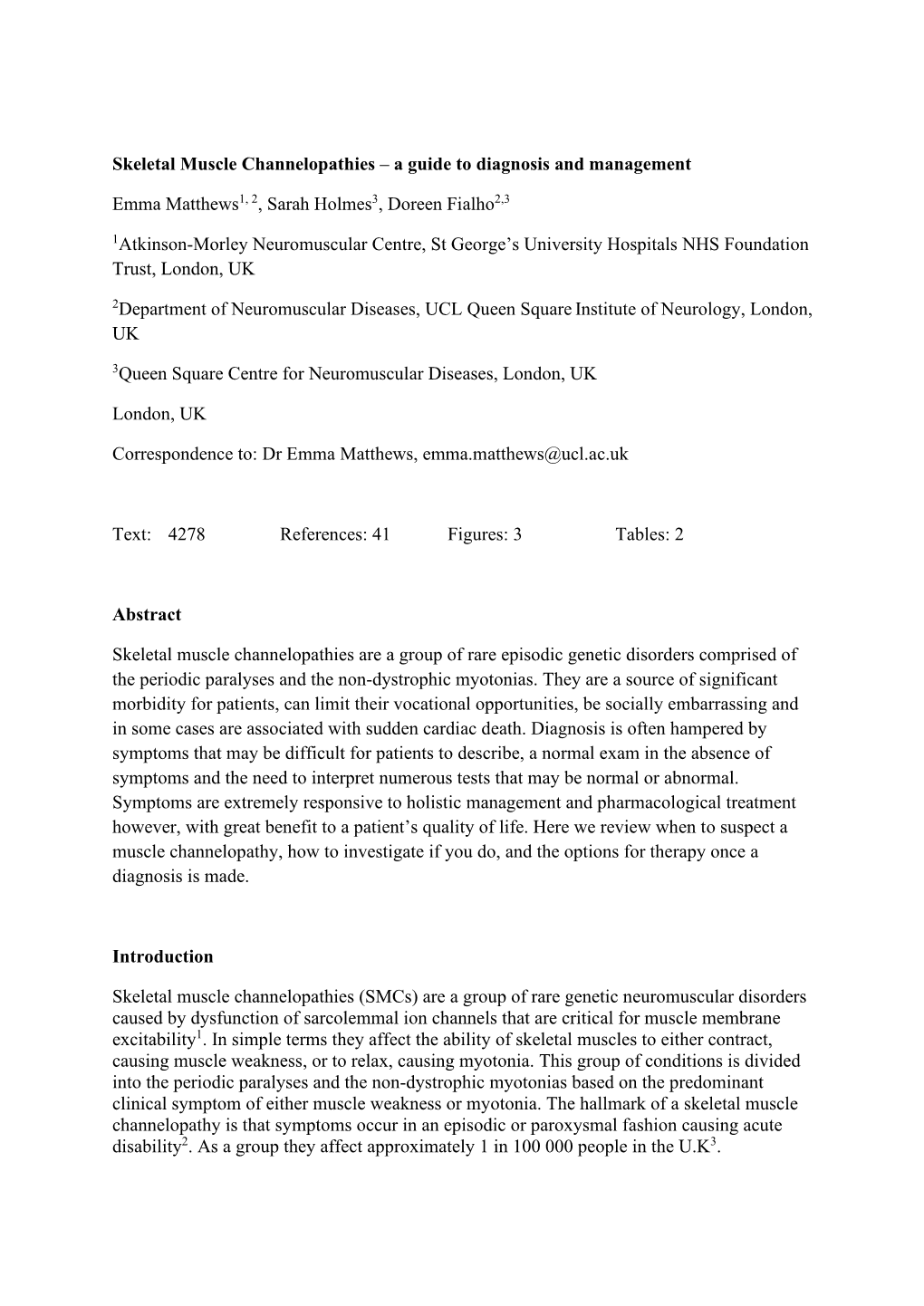 Skeletal Muscle Channelopathies – a Guide to Diagnosis and Management