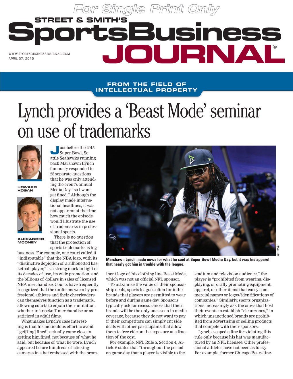 Lynch Provides a 'Beast Mode' Seminar on Use of Trademarks