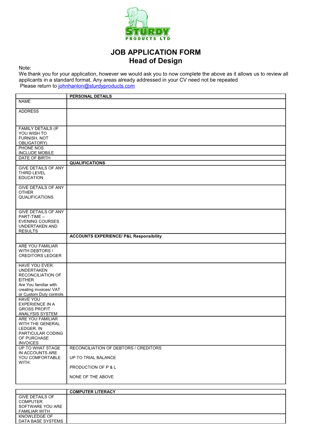 Job Application Form s11