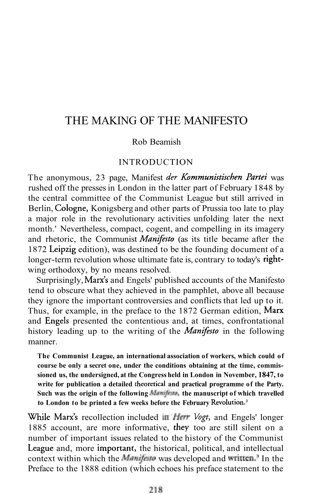 The Making of the Manifesto