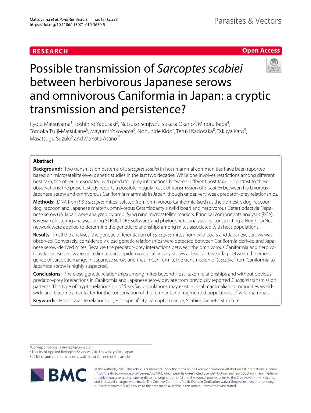 Possible Transmission of Sarcoptes Scabiei Between Herbivorous