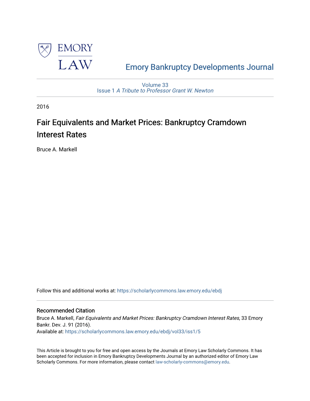 Fair Equivalents and Market Prices: Bankruptcy Cramdown Interest Rates